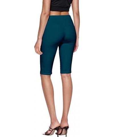 Womens Super Stretch Causal Pull On Millennium Twill Bermuda Pants Bermuda Teal $13.74 Pants