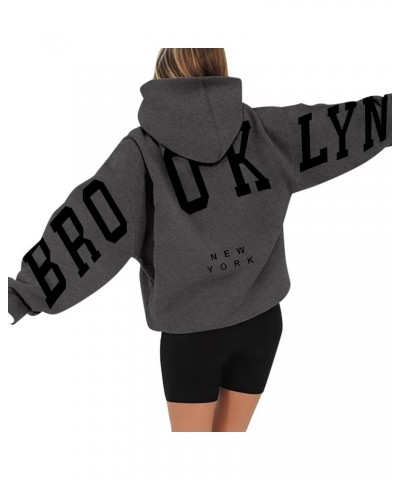 Unisex Dragon Logo Printed Hoodie for Women Long Sleeved Pullover Casual Loose Sweatshirt Fall Top with Pocket 2-dark Gray $7...