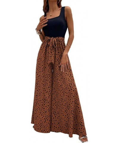 Women's Jumpsuits Dressy Casual Summer Loose Wide Leg Tank Top Jumpsuit with Belt 5642brown $19.27 Dresses