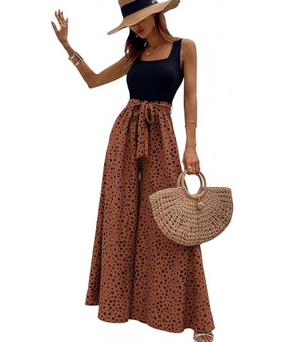 Women's Jumpsuits Dressy Casual Summer Loose Wide Leg Tank Top Jumpsuit with Belt 5642brown $19.27 Dresses