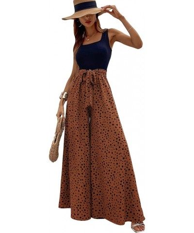 Women's Jumpsuits Dressy Casual Summer Loose Wide Leg Tank Top Jumpsuit with Belt 5642brown $19.27 Dresses