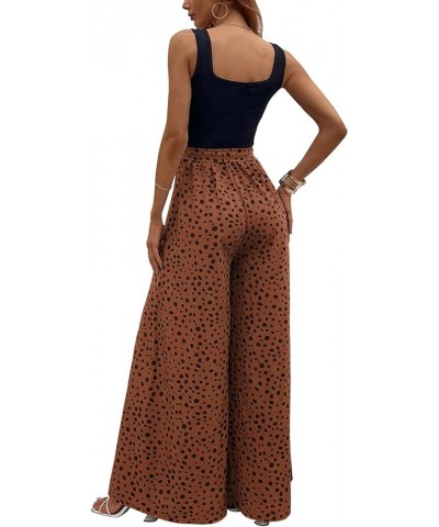 Women's Jumpsuits Dressy Casual Summer Loose Wide Leg Tank Top Jumpsuit with Belt 5642brown $19.27 Dresses