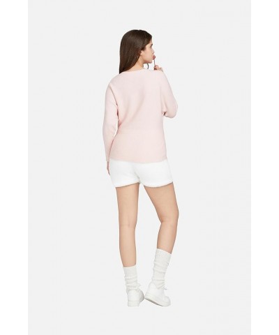 Women's Fall Winter Round Neck Batwing Sleeve Pullover Sweater One Size 821-pink $10.07 Sweaters