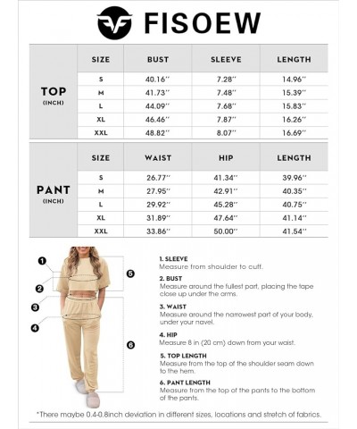 Womens 2 Piece Outfits Summer Tracksuit Short Sleeve Crop Tops High Waist Loose Pants Jogger Sets Khaki $18.87 Activewear