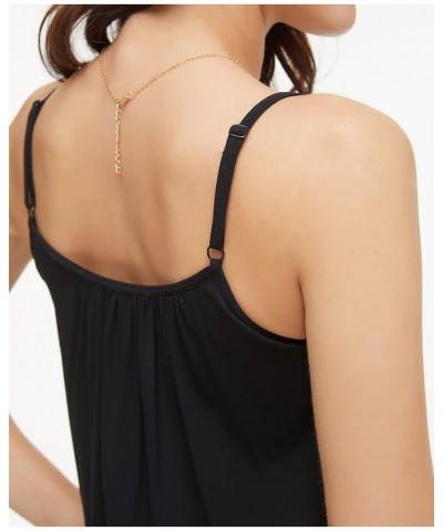 Women's Cami with Built in Bra Cup Casual Flowy Swing Pleated Tank Top with Adjustable Strap (S-4XL) D black $14.74 Tanks