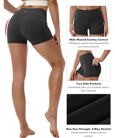 2.5"/4" Basic/Out Pockets High Waist Women's Yoga Shorts Tummy Control 4 Way Stretch Workout Running Shorts 2.5" inseam 2.5" ...