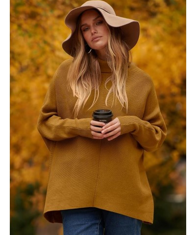 Womens Turtleneck Long Sleeve Sweater Irregular Hem Casual Pullover Knit Tops Caramel $25.19 Sweaters