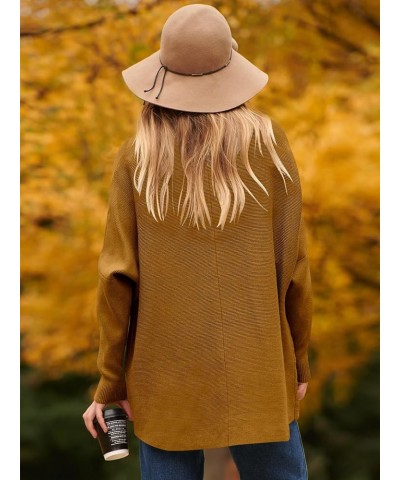 Womens Turtleneck Long Sleeve Sweater Irregular Hem Casual Pullover Knit Tops Caramel $25.19 Sweaters