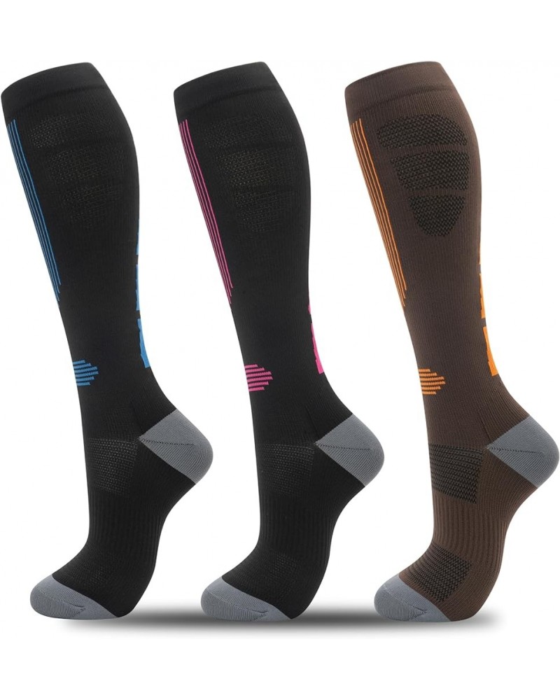 Compression Socks for Women Men, Graduated Compression Support Circulation Socks for Nurses 00-3pairs-sports-9 $19.11 Activewear