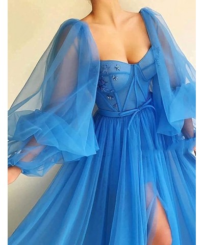 Women's Puffy Sleeve Prom Dress Ball Gown Tulle Sweetheart Wedding Formal Evening Dresses with Split Gold $38.25 Dresses