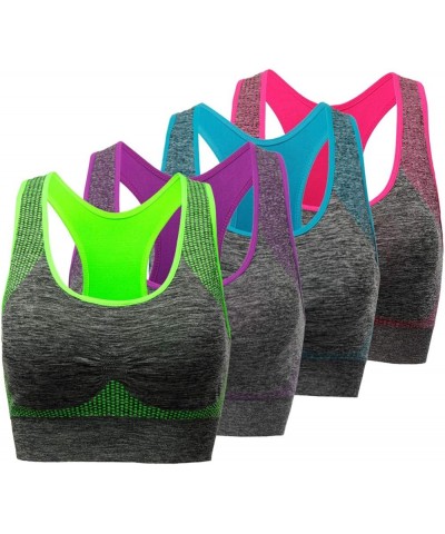 Sports Bras for Women, Medium Support Yoga Gym Activewear Bras with Pocket 4pack: Green/Purple/Blue/Pink $25.51 Lingerie