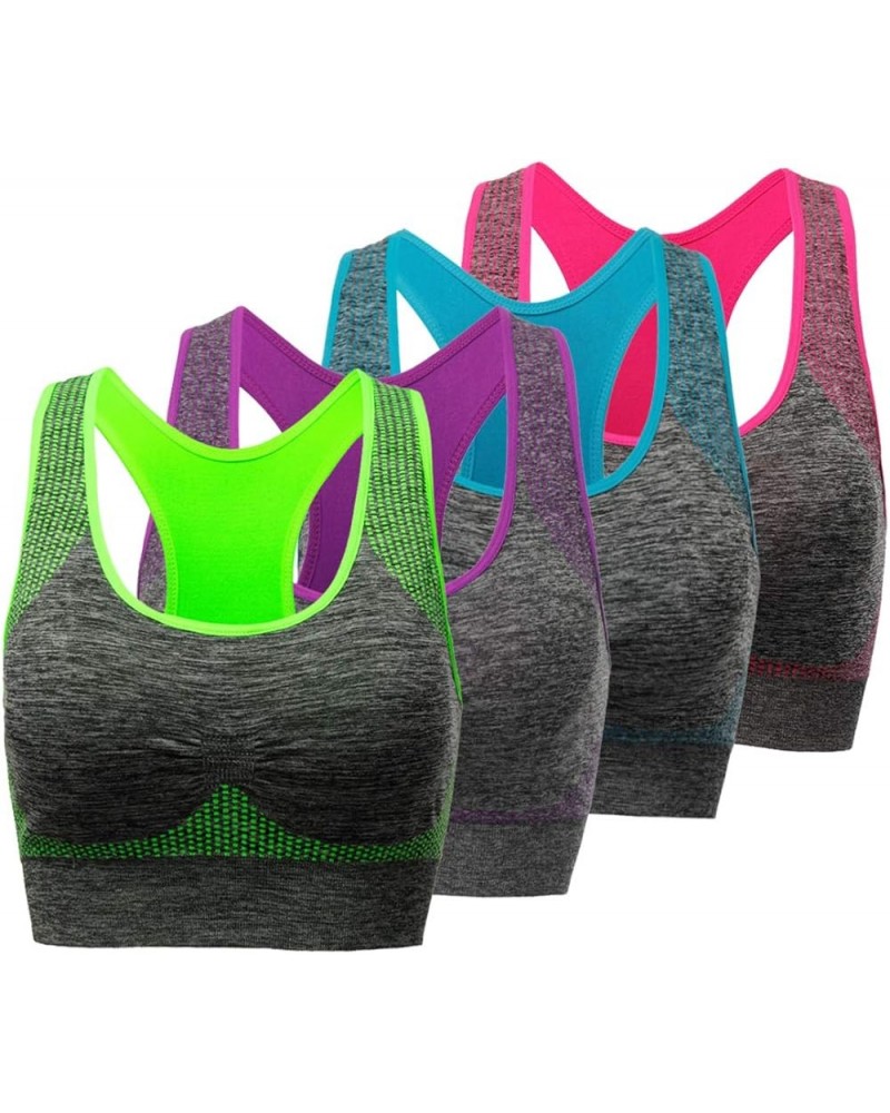 Sports Bras for Women, Medium Support Yoga Gym Activewear Bras with Pocket 4pack: Green/Purple/Blue/Pink $25.51 Lingerie