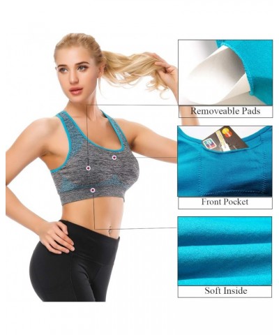 Sports Bras for Women, Medium Support Yoga Gym Activewear Bras with Pocket 4pack: Green/Purple/Blue/Pink $25.51 Lingerie