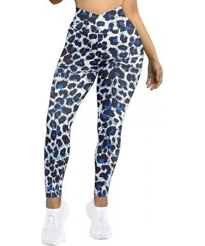 Running Leggings Women's High Waist Butt-Lifting Sports Tights Leopard/Camo Print Slim Casual Yoga Pants Blue $10.82 Activewear