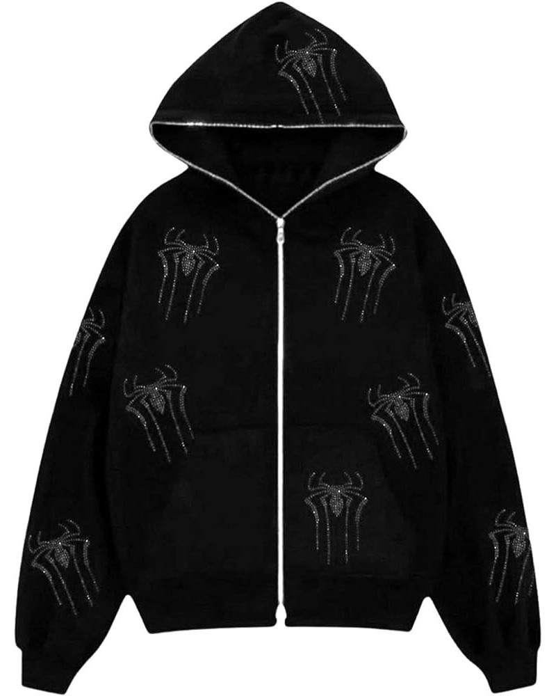 Halloween Face Hooded Sweatshirt Jacket for Men Women, Zip Up Glitter Gothic Y2K Skeleton Streetwear Style8 $15.36 Hoodies & ...