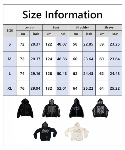 Halloween Face Hooded Sweatshirt Jacket for Men Women, Zip Up Glitter Gothic Y2K Skeleton Streetwear Style8 $15.36 Hoodies & ...