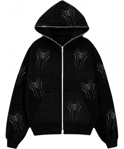 Halloween Face Hooded Sweatshirt Jacket for Men Women, Zip Up Glitter Gothic Y2K Skeleton Streetwear Style8 $15.36 Hoodies & ...