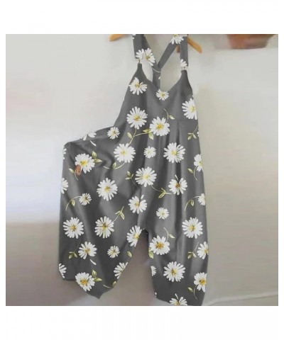 Printed Overalls for Womens Warn Cotton Baggy Wide Leg Pants Loose Fit Rompers Jumpsuit Pants Bib Overalls 6-gray $10.80 Over...