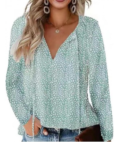 Women's Short Sleeve Casual Shirts Boho Floral Print V Neck Tops Loose Blouses Green Long Sleeve $10.92 Blouses