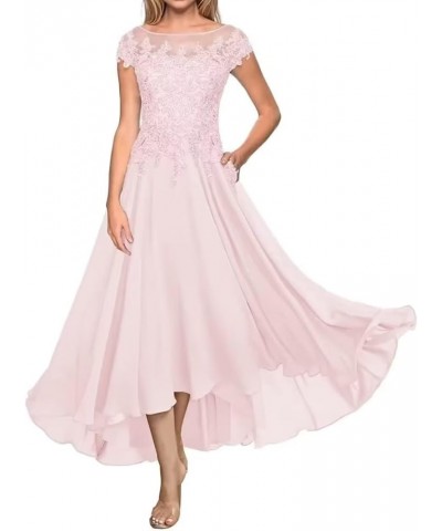 Lace Appliques Chiffon Mother of The Bride Dresses for Wedding Elegant A-Line Evening Gown Wedding Guest Formal Dress Pink $3...