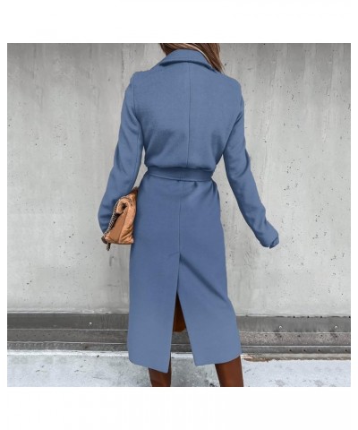 Women's Faux Wool Coats Thin Coats Trench Long Jacket Ladies Slim Long Belt Elegant Fall Overcoat Jacket Outwear Navy $20.29 ...