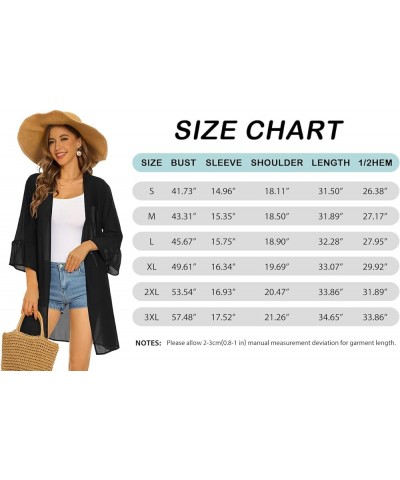 Women's Kimono Cardigans Floral Chiffon Loose Open Front Casual Summer Tops Black $11.19 Sweaters