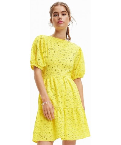 Women's Woman Woven Dress Short Sleeve Yellow $20.83 Vests