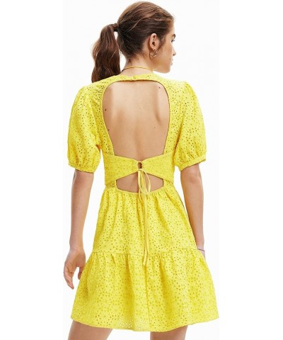 Women's Woman Woven Dress Short Sleeve Yellow $20.83 Vests