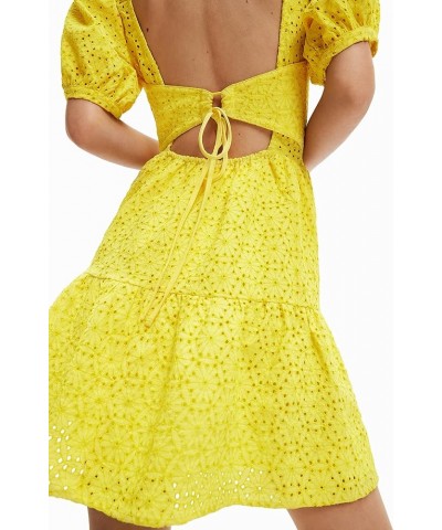 Women's Woman Woven Dress Short Sleeve Yellow $20.83 Vests