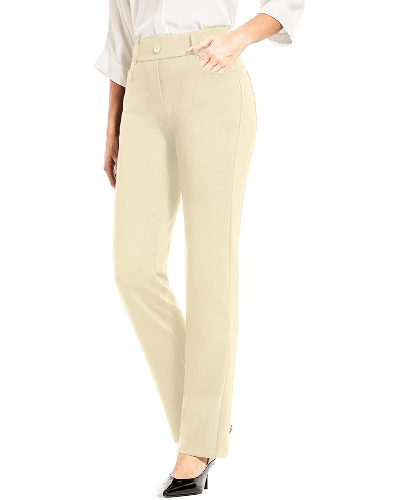 Slacks for Women Straight Leg Business Casual Work Pants Stretch Comfy Dress Pants Petite 29" Inseam Khaki $24.90 Pants