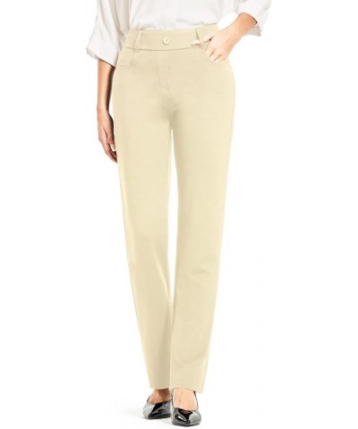 Slacks for Women Straight Leg Business Casual Work Pants Stretch Comfy Dress Pants Petite 29" Inseam Khaki $24.90 Pants