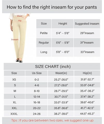 Slacks for Women Straight Leg Business Casual Work Pants Stretch Comfy Dress Pants Petite 29" Inseam Khaki $24.90 Pants