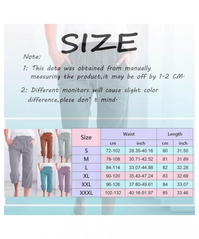 Capri Linen Pants for Women Wide Leg Casual Cotton Pant Loose Drawstrings High Waist Lounge Trousers with Pocket Wine $6.80 P...