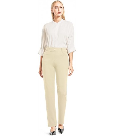 Slacks for Women Straight Leg Business Casual Work Pants Stretch Comfy Dress Pants Petite 29" Inseam Khaki $24.90 Pants