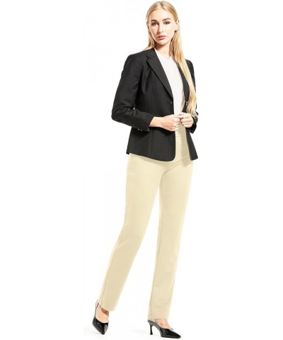 Slacks for Women Straight Leg Business Casual Work Pants Stretch Comfy Dress Pants Petite 29" Inseam Khaki $24.90 Pants