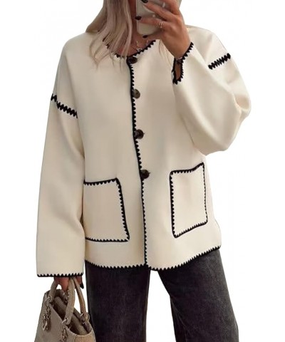 Womens Wool Blend Coat Lightweight Button Down Shacket Jacket Wool Coats with Pockets Apricot $18.04 Coats