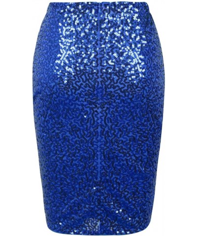 Women's Sequin Skirt High Waist Sparkle Pencil Skirt Party Cocktail Blue $22.43 Skirts