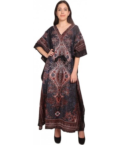 Floral Long Kaftan Maxi Dress Womens Summer Holiday Beach Kaftan Dresses for Women Gray $13.56 Swimsuits