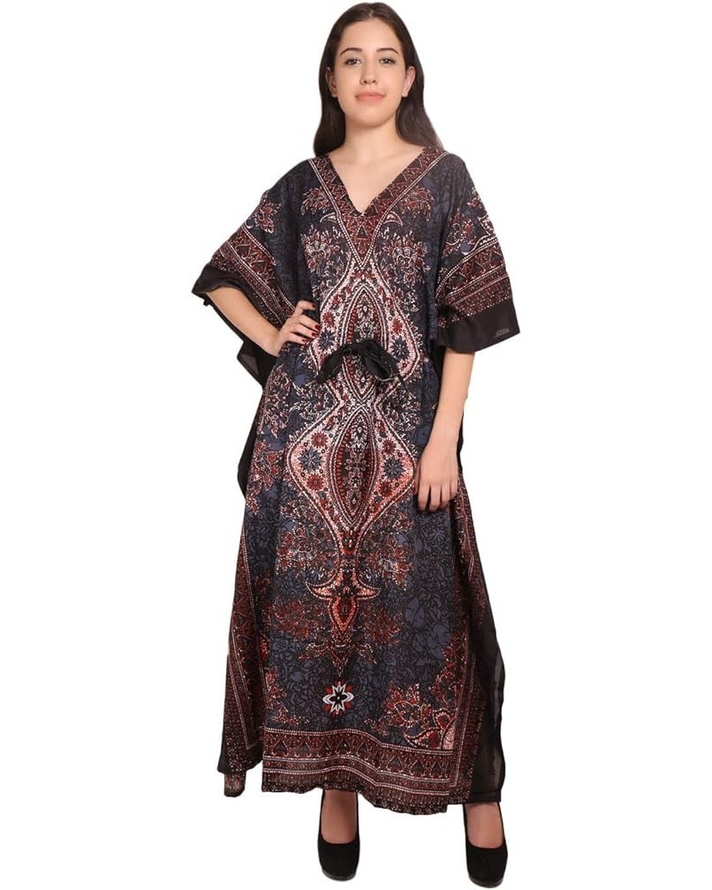 Floral Long Kaftan Maxi Dress Womens Summer Holiday Beach Kaftan Dresses for Women Gray $13.56 Swimsuits