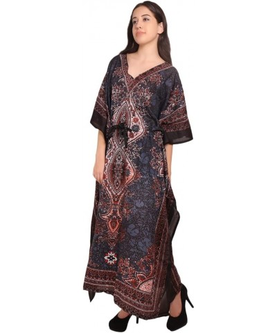 Floral Long Kaftan Maxi Dress Womens Summer Holiday Beach Kaftan Dresses for Women Gray $13.56 Swimsuits