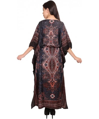 Floral Long Kaftan Maxi Dress Womens Summer Holiday Beach Kaftan Dresses for Women Gray $13.56 Swimsuits