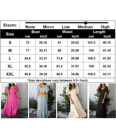 Women's Short Sleeve Square Neck Smocked Summer Dresses Cut Out Ruffle Hem Flowy Boho Maxi Dress Apricot $10.00 Dresses