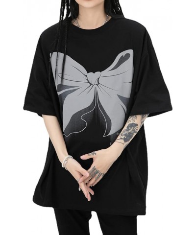 Women's Vintage Graphic Short Sleeve Round Neck Oversized Loose Tee Trendy Y2k Alt Emo Shirt Fairy Grunge Top Black $11.79 T-...