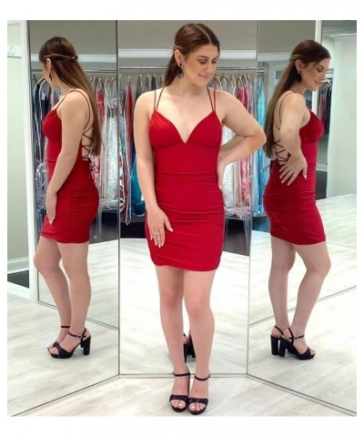 Women's Short Homecoming Dresses Bodycon for Teens Spaghetti Straps Tight Prom Party Dress VS014 Malibu Blue $28.61 Dresses