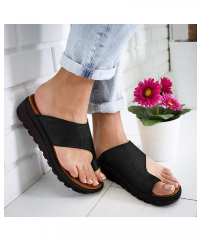 Sandals for Women Wide Width,2020 New Comfy Platform Shoes Comfortable Ladies Shoes Summer Beach Travel Fashion Sandals Z1-bl...