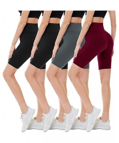 4 Pack Biker Shorts Women – 8" High Waist Tummy Control Workout Gym Yoga Running Compression Shorts with Pockets 8 inch Black...