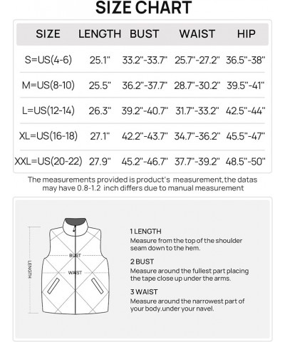 Womens 2024 Puffer Vest Sleeveless Zip Up Quilted Coat Stand Collar Gilet Jacket With Pockets Wine Red $19.60 Vests