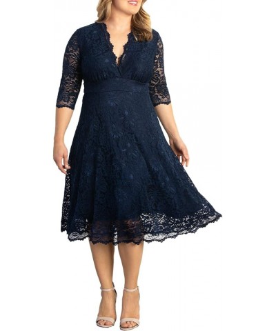 Women's Plus Size Special Occasion Mademoiselle Lace Cocktail Dress Navy $56.64 Dresses