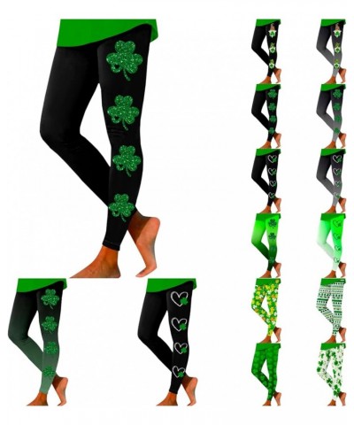 St Patricks Day Leggings Women High Waisted Green Shamrock Workout Pants Tummy Control Casual Irish Funny Yoga Pants A - Ag $...