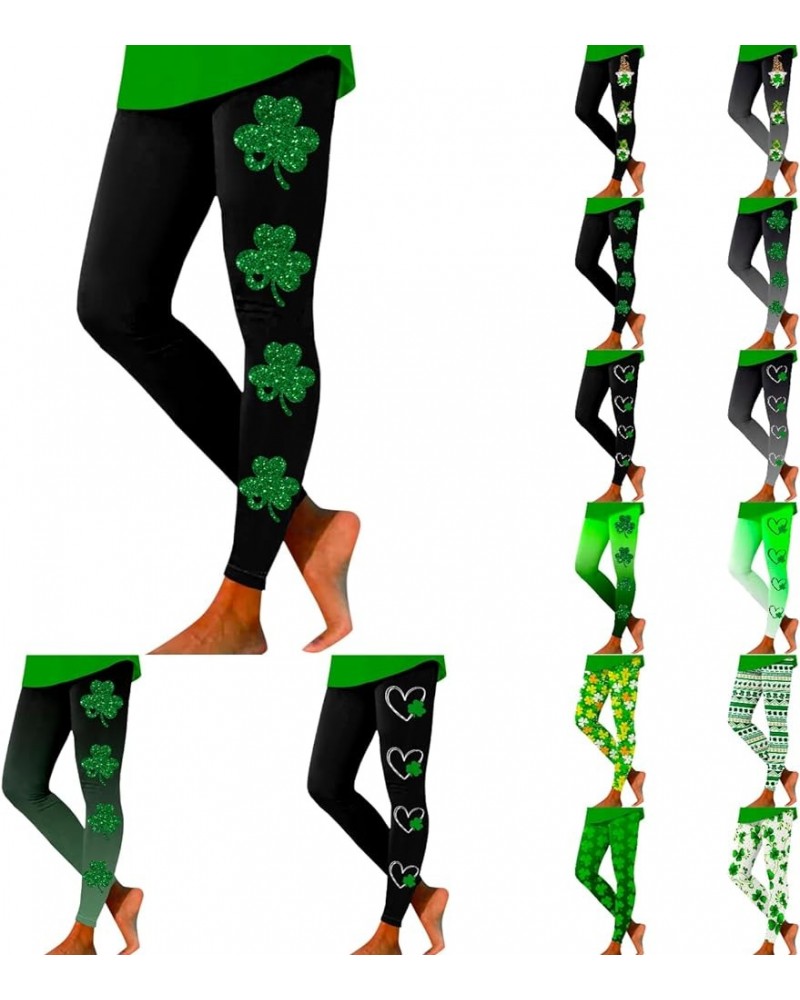 St Patricks Day Leggings Women High Waisted Green Shamrock Workout Pants Tummy Control Casual Irish Funny Yoga Pants A - Ag $...